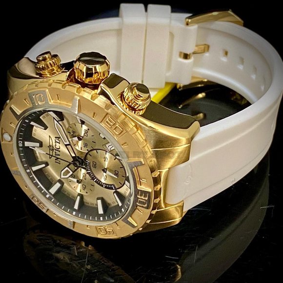 NEW Invicta Aviator 49MM Gold Dial Quartz Silicone Strap Watch - Picture 12 of 12